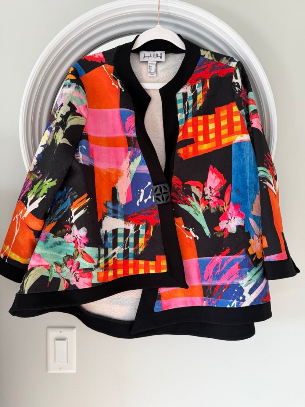 Joseph Ribkoff Multicolour Abstract Floral Textured Swing Jacket Size 10